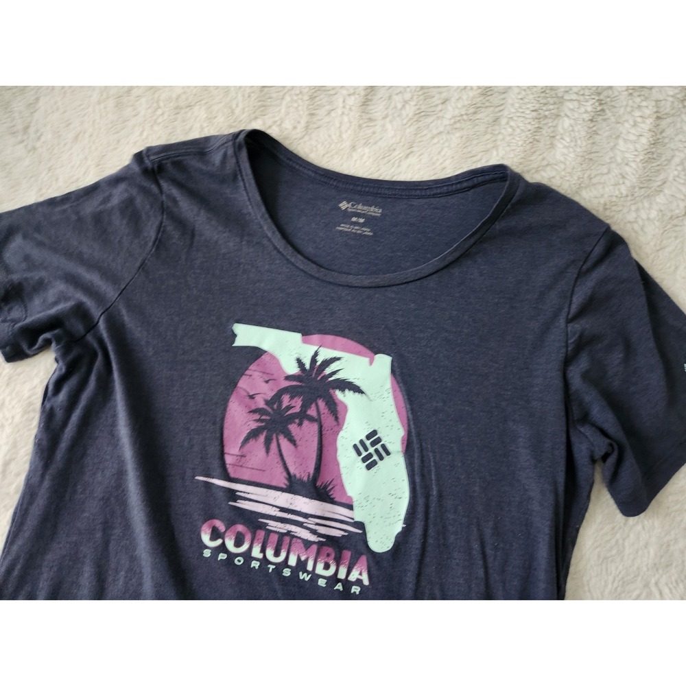 Columbia Sportswear Women's Medium Navy Blue Florida Palm Tree Graphic...